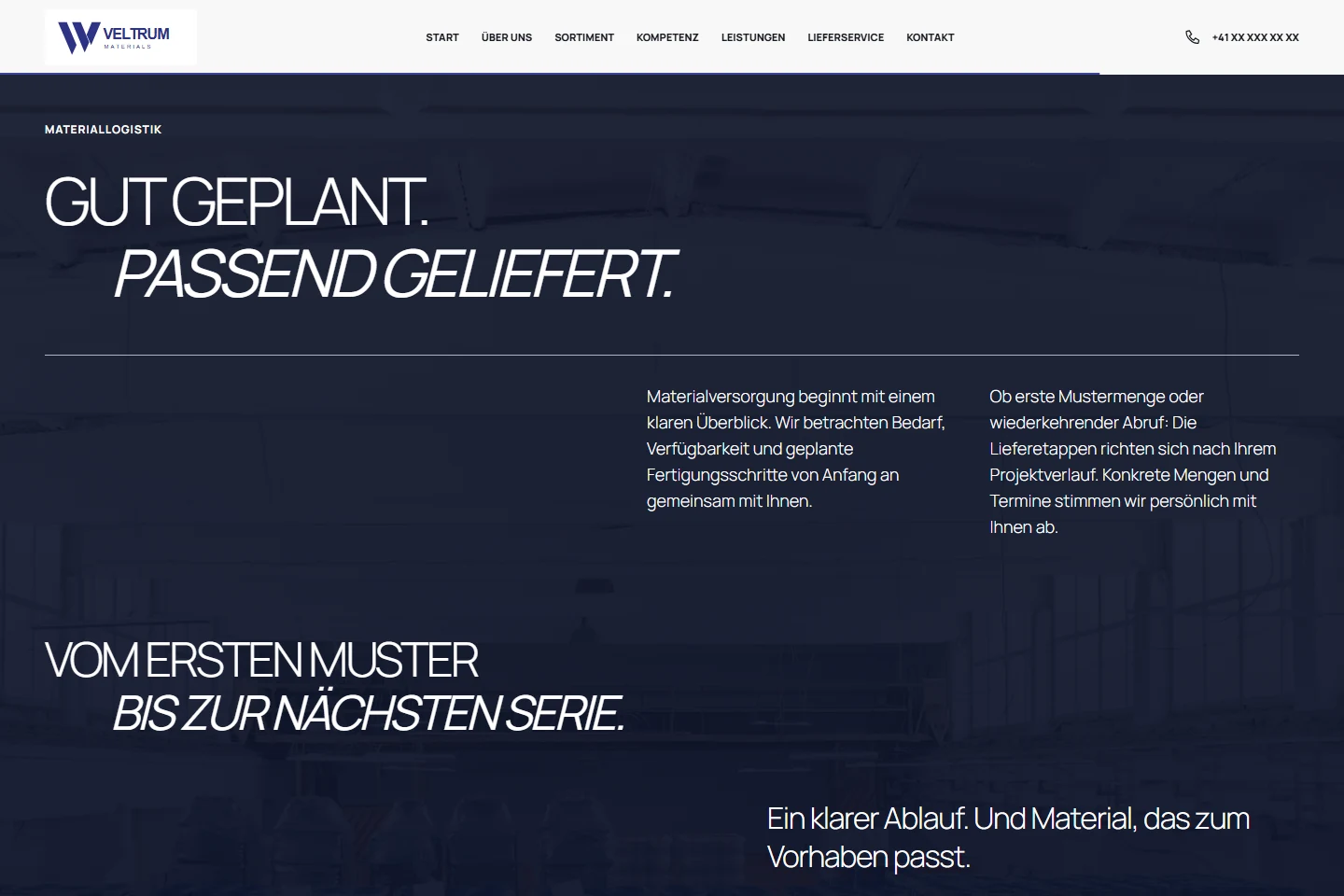 Originalansicht des Logistikbereichs mit Lagerfoto und klar gegliederten Informationen